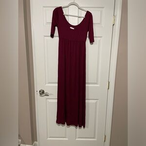 NWOT Burgundy 3/4 sleeve max dress
